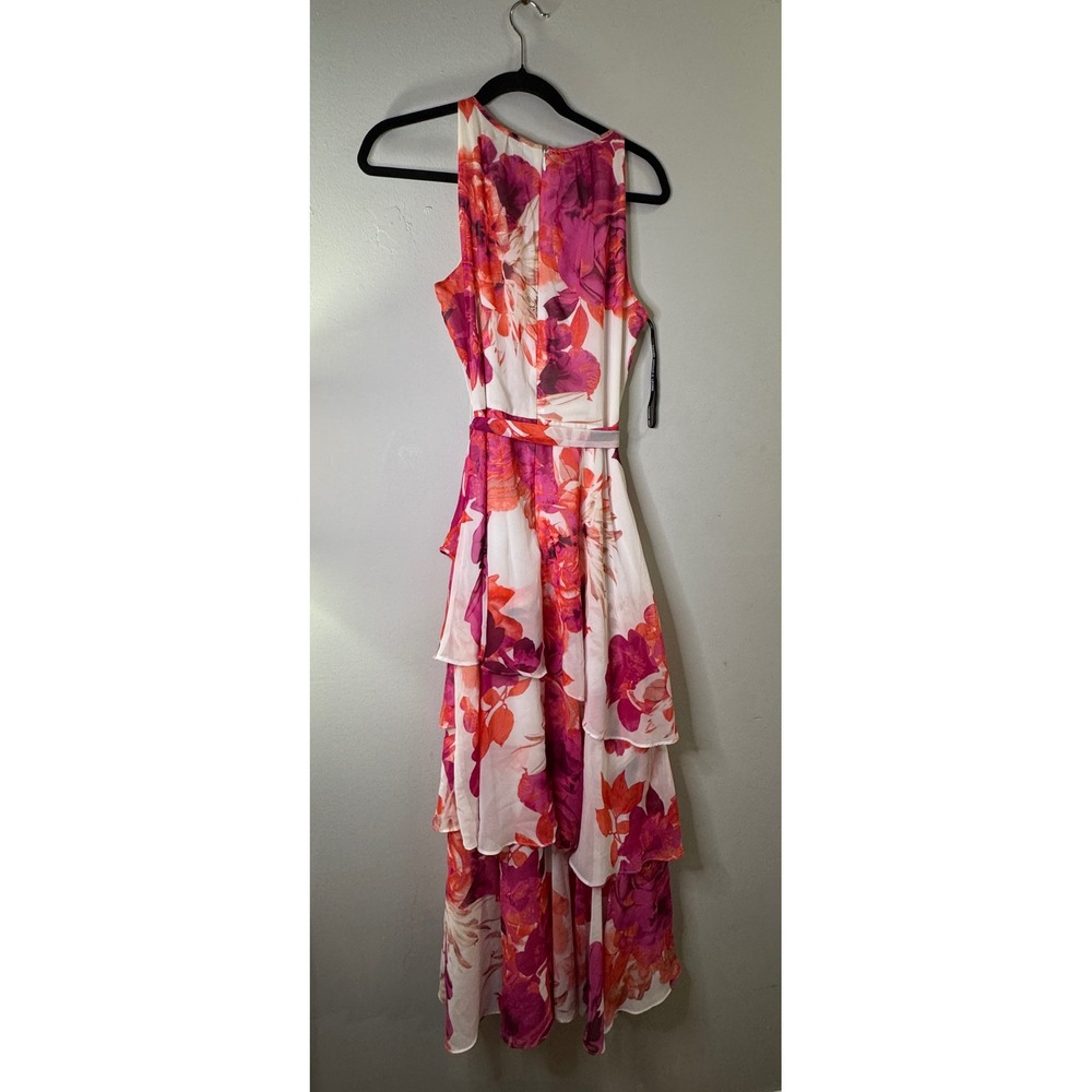 Tahari Floral Tiered Halter Maxi Dress - Pink Floral sz 6 - Picture 4 of 5